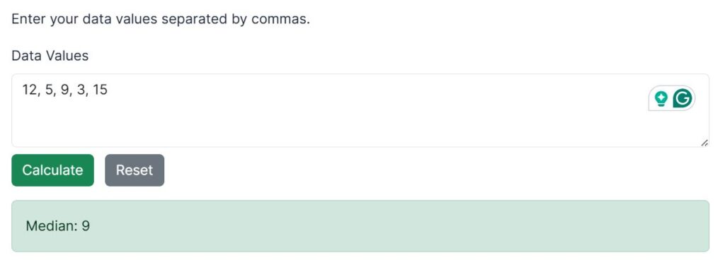 example 1 - finding the median with odd number of observations using the calculator