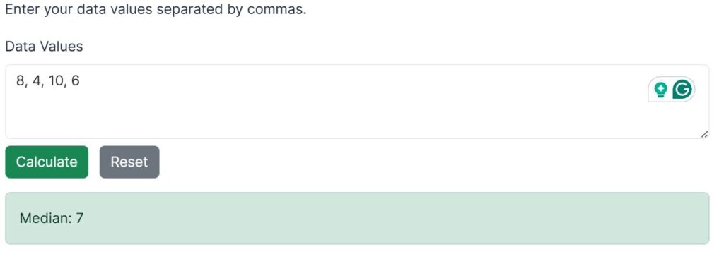 example 2- finding the median of even number of observations using the calculator