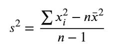 Alternative sample variance formula