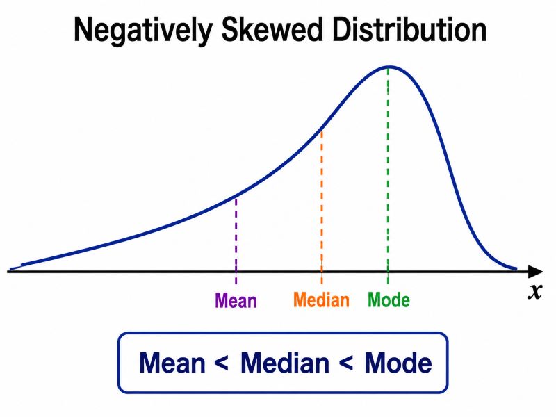 Negatively Skewed distribution (Skewed to the left)