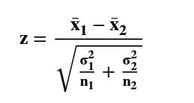 Two-sample z statistic simplified formula