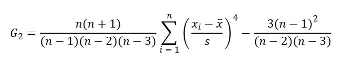 adjusted sample excess kurtosis formula