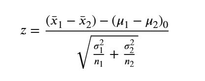 two sample z test statistic formula