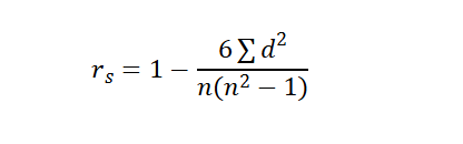 spearman correlation coefficient formula for no ties